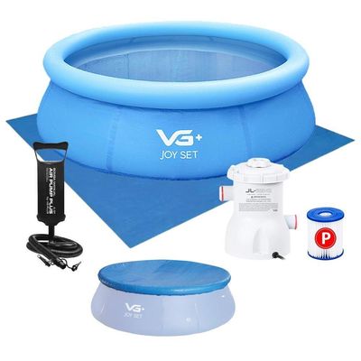 Piscina Inflável Joy Set 2490 L Circular 240 Cm Com Capa Filtro Bomba Forro Vg Plus 110v