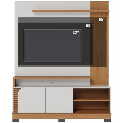 Estante Painel Para TV 65 Pol 152cm Mayer C04 Off White Matte Freijó - Lyam Decor