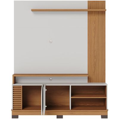 Estante Painel Para TV 65 Pol 152cm Mayer C04 Off White Matte Freijó - Lyam Decor