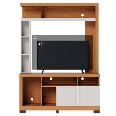 Estante Painel Para TV 50 Pol 136cm Efraim C04 Freijó Off White Matte - Lyam Decor