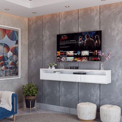 Rack Suspenso Pequeno De Parede Ou Painel Para Sala De Tv Ou Quarto Life 1.12 - Branco - Moveisaqui