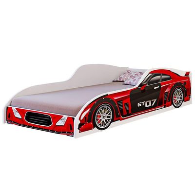 Cama Carro Gt Juvenil MDF Seguro Para Crianças Vermelho