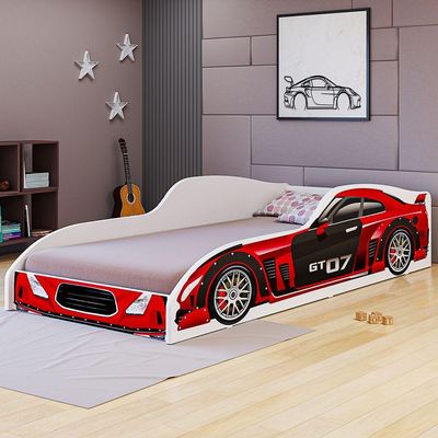 Cama Carro Gt Juvenil MDF Seguro Para Crianças Vermelho