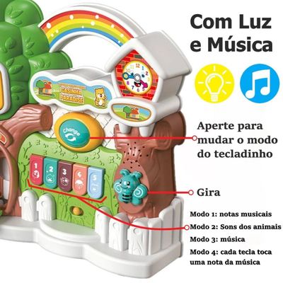 Brinquedo Educativo Teclado Musical Casinha Paradise Luz Som - Dm Toys 6895