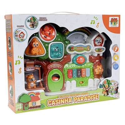 Brinquedo Educativo Teclado Musical Casinha Paradise Luz Som - Dm Toys 6895