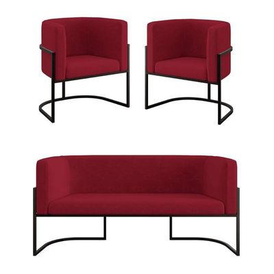 Kit Sofá 2 Lugares + 2 Poltronas Para Recepção Balaqui Marsala