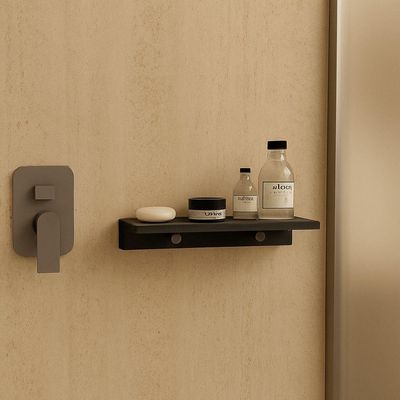 Prateleira Porta Shampoo Slim 40cm Chumbo Fosco