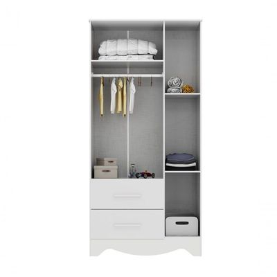 Armario Infantil Popy 3 Portas 2 Gavetas - Moveis Peroba Branco Brilho