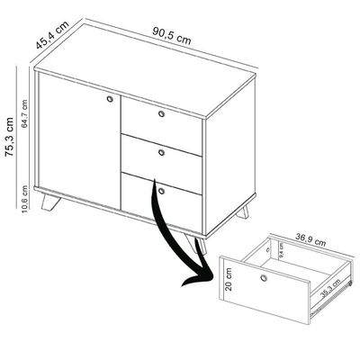 Balcão Para Escritório Home Office Multiuso Lugano A02 Freijó Preto - Lyam Decor