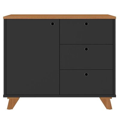 Balcão Para Escritório Home Office Multiuso Lugano A02 Freijó Preto - Lyam Decor