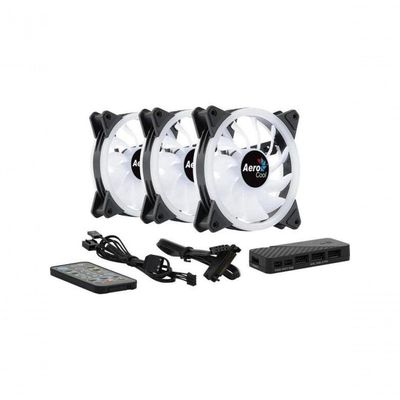 Kit Com 3 Coolers Aerocool Duo 12 Pro Argb + Hub + Controle