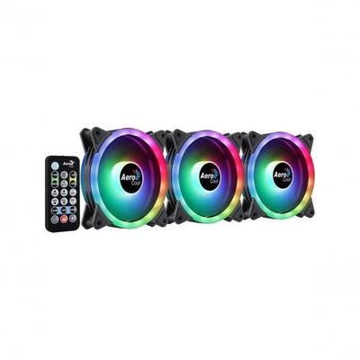 Kit Com 3 Coolers Aerocool Duo 12 Pro Argb + Hub + Controle