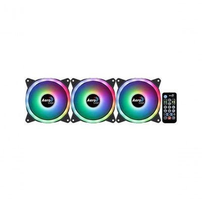 Kit Com 3 Coolers Aerocool Duo 12 Pro Argb + Hub + Controle