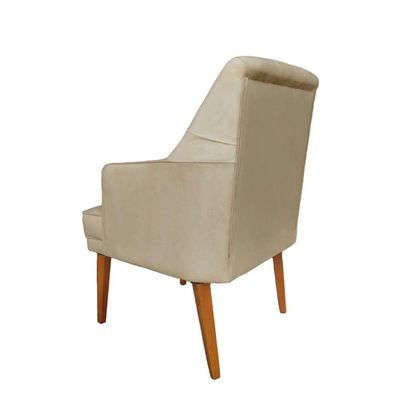 Cadeira Poltrona Decorativa Paris Sala De Jantar Recepção Retro Com Braça Suede Bege Lar Móveis E Decoração
