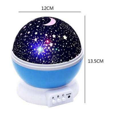 Luminaria Abajur Globo Luz Quarto Criança Projeçao Giratorio Estrelas Festa AZUL