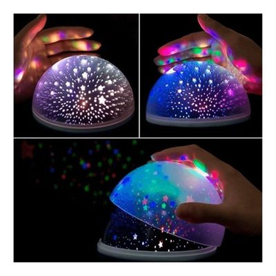 Luminaria Abajur Globo Luz Quarto Criança Projeçao Giratorio Estrelas Festa AZUL