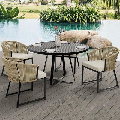 Cadeira Decorativa Para Área Gourmet Cozinha Varanda Corda Náutica Bethari D04 Bege - Lyam Decor