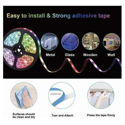 Fita De Led Rgb 5 Metros A Prova D'água Dupla Face 5050w 12v 300 Leds Com Fonte E Controle