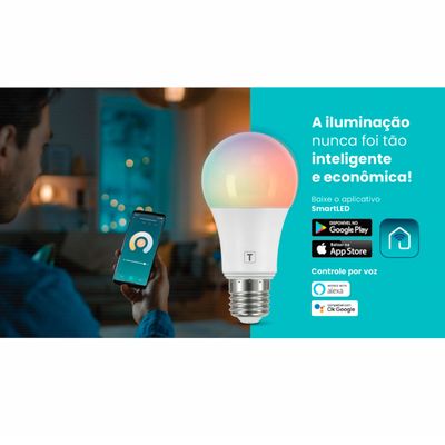 Lâmpada de LED Smart Tramontina Base E27 10 W Bivolt com 16 Milhões de Cores RGBW Wi-Fi + Bluetooth