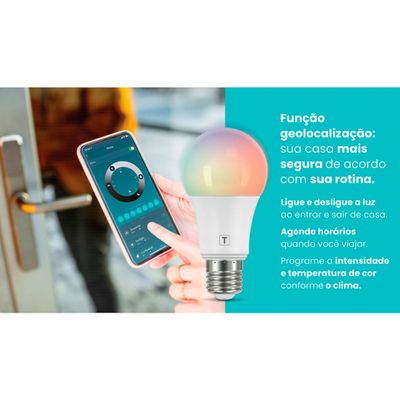 Lâmpada de LED Smart Tramontina Base E27 10 W Bivolt com 16 Milhões de Cores RGBW Wi-Fi + Bluetooth