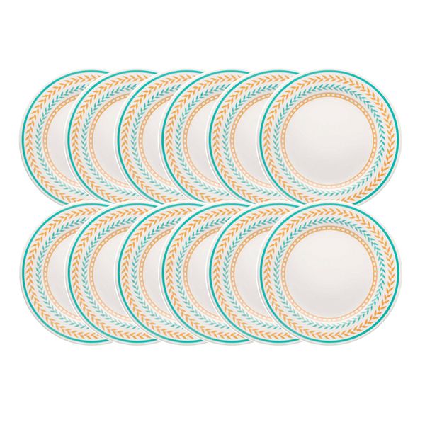 Prato Raso de Cerâmica 24 cm Estampa Donna Louros 12 Unidades - Biona 103721