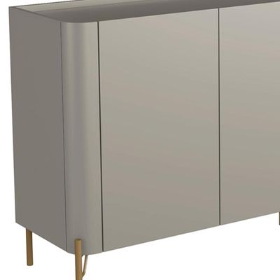 Aparador Buffet Para Sala de Jantar 4 Portas Pés Industrial Dourado Naim I03 Grigio - Lyam Decor