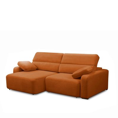 Sofá Decorativo Sala de Estar Ícaro 3 Lugares 260cm Reclinável e Retrátil Bouclê Terracota