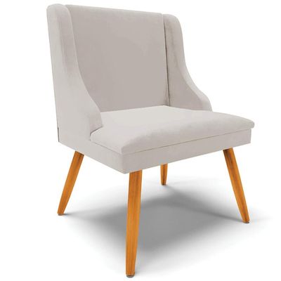 Cadeira Decorativa Sala de Jantar Pés Palito de Madeira Firenze Veludo Cinza/Natural G19 - Gran Belo