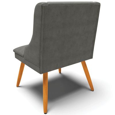 Cadeira Decorativa Sala de Jantar Pés Palito de Madeira Firenze Suede Grafite/Natural G19 - Gran Belo
