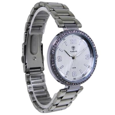 Relógio Tuguir Feminino Ref: Tg30385 Prateado Estojo Porta Jóias