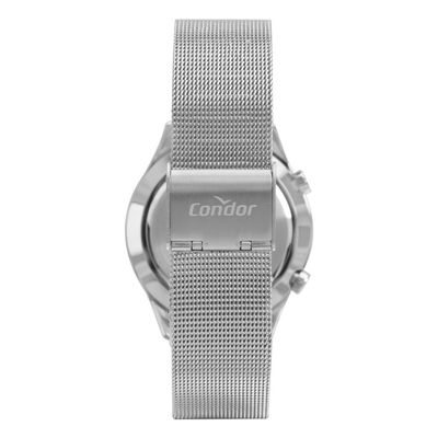 Relógio Condor Feminino Ref: Comd26aab/4k Led Espelhado Mesh Prateado
