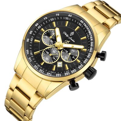 Relógio Phillip London Masculino Ref: Pl80392645m Pr N Cronógrafo Dourado