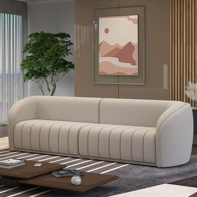Sofá Decorativo Sala de Estar 292cm Adam 4 Lugares Veludo Bege G45 - Gran Belo