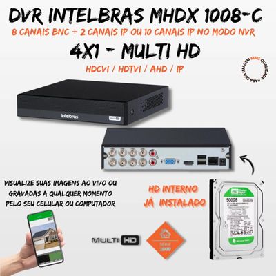 Kit 8 Câmeras Intelbras Cftv 1080p Full Color Colorida Noite C/HD 500GB