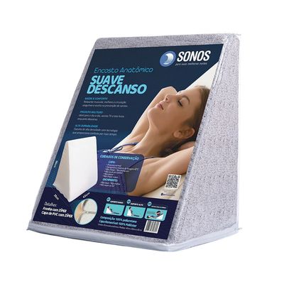 Kit 2 Encostos Anatômico Sonos Suave Descanso 50x42x30cm Branco Chapiscado Marrom