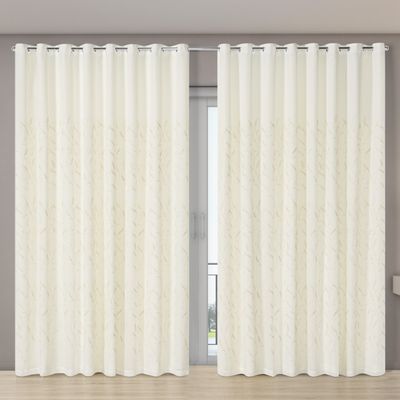 Cortina Forro Microfibra Voil Gaze Bordado 2,70 x 2,30 100% Poliéster - Bege