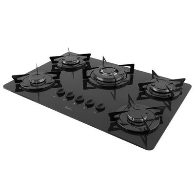 Cooktop Terim à Gás Trm 5b Tc Vidro Preto Flange Esmaltada Preto Bivolt