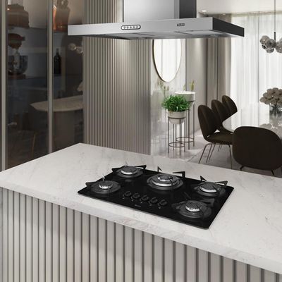 Cooktop Terim à Gás Trm 5b Tc Vidro Preto Flange Esmaltada Preto Bivolt