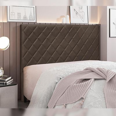 Cabeceira Decorativa King Size 1,95M Baelon Veludo Marrom - Gran Belo