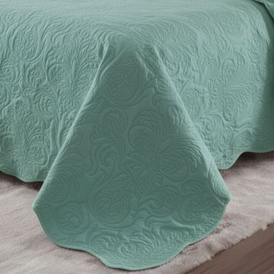 Kit Cobre Leito Colcha Basic King 3 Peças Dupla Face Liso Classic - Verde Malva - 100% Poliéster