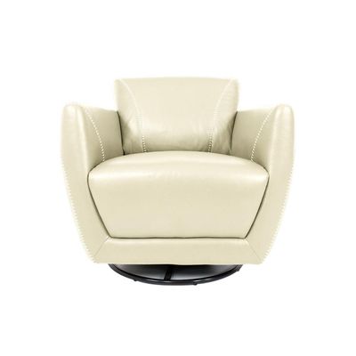 Poltrona Decorativa Valentina Sala de Estar Giratória Couro Off White G40 - Gran Belo