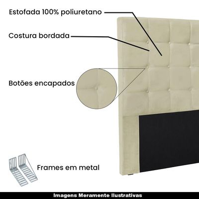 Cabeceira Decorativa Queen Size 1,60M Tropea Veludo Bege - Gran Belo