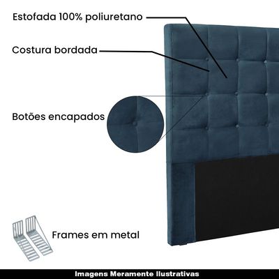 Cabeceira Decorativa King Size 1,95M Tropea Veludo Azul Marinho - Gran Belo