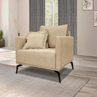 Kit 2 Poltronas Decorativas Pés em Aço Stagno Linho Bege - Gran Belo