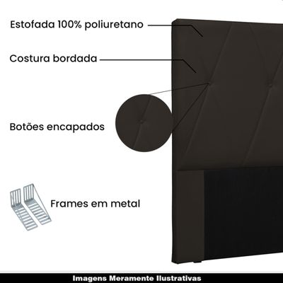 Cabeceira Decorativa Queen Size 1,60M Yves PU Marrom - Gran Belo