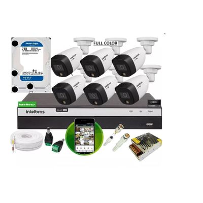 Kit 6 Cameras Intelbras Full Color Dvr 8ch Full C/ 2t