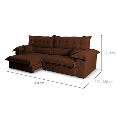 Sofá 4 Lugares Retrátil e Reclinável com USB Absoluto Linho Café