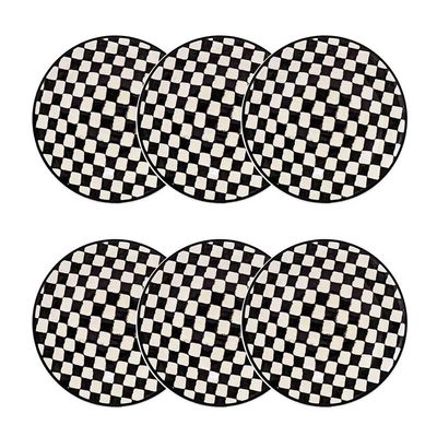 Jogo 6 Pratos Fundos Cerâmica Oxford Unni Damas 20,5 Cm: Quadriculado