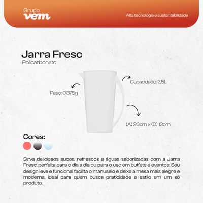 Jarra Fresc 2,5L Natural em Policarbonato