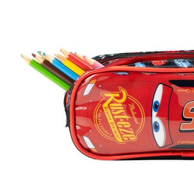 Estojo Escolar Masculino Carros 3 Compartimentos Vermelho U / Vermelho
